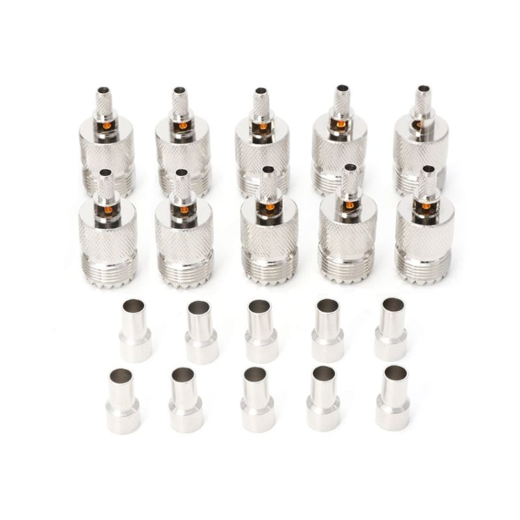 10 PCS UHF Female Jack SO239 Crimped RF Connector Coaxial Adapter for 2.5mm RG316 / RG179 and 2.85mm RG174 LMR100 10 PCS UHF Female Jack SO239 Crimped RF Connector Coaxial Adapter for 2.5mm RG316 / RG179 and 2.85mm RG174 LMR100